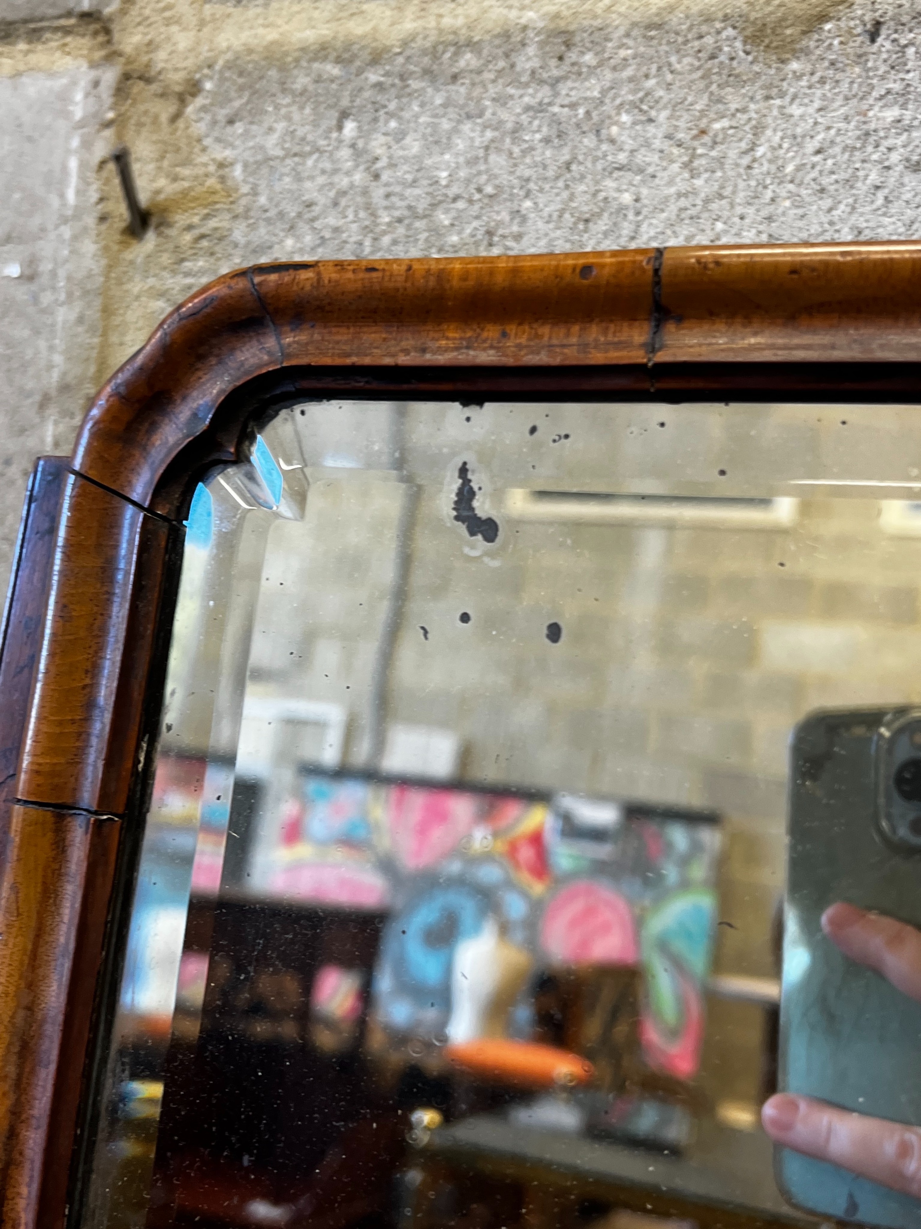 Two 18th century mahogany and walnut toilet mirrors, larger height 67cm